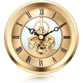 Hicarer 4 1/16 Inch Gold Skeleton Clock Insert with Gold Bezel