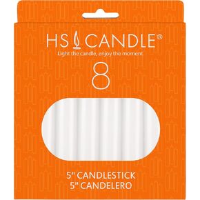 HS Candle 8 pcs White Unscented 5 Inch Candlestick Taper Candles, Household General Usage, Emergency & More in Saudi Arabia
