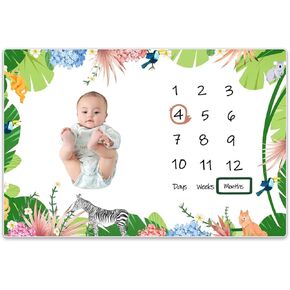 IBraFashion Baby Milestone بطانية صبي فتاة 60 "× 40" كرة القدم الرياضة طفل شهر بطانية للجنسين نمو التصوير الفوتوغرافي خلفية الدعامة السنة الأولى التقويم الرسم البياني لنمو الصورة الشهرية