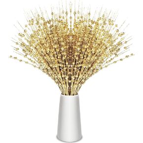 30 Pcs Artificial Glitter Berry Stem Decorations Bead Sticks Pick 17 Inch Halloween Christmas Ornaments Glittery Twigs for Christmas Tree Xmas Wreath Vase Filler Home Decor (Black)