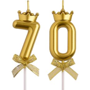 70th Birthday Candles, Gold 70 Year Old Number Birthday Candles, Number 70 Candles for Men Women, Happy Birthday Party Decorations Cake Topper Gifts for Wedding Anniversary Celebration in Kuwait