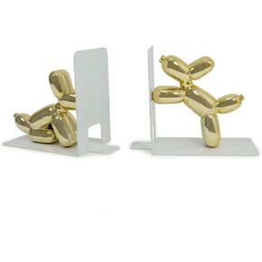 Sausage Balloon Dog Bookends from Made By Humans - Cute Decorative Book Ends for Shelves and Desk, Balloon Doggy Bookend - Gold