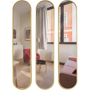 ميرورايز مجموعة مرايا ذهبية مزخرفة 40 انش × 8 انش من 3 قطع، مراة حائط ذهبية عصرية للمنزل والحمام وغرفة المعيشة in Kuwait