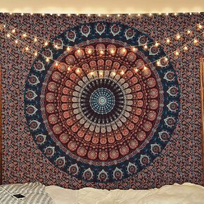 Lyacmy Bohemian Mandala Tapestry Hippie Tapestries Psychedelic Peacock Boho Tapestry Wall Hanging for Bedroom (36.02 x 48.03 inches) in Kuwait