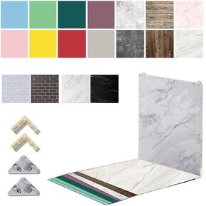 9PCS 18Patterns 24x24IN Double Sided Photography Background Boards Waterproof Reusable Photo Backdrops for Product Food Jewelry Cosmetics Props
