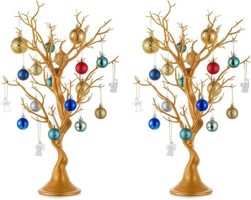 Nuptio Gold Christmas Tree Branch Artificial 22.8 inch Tall Manzanita Tree Centerpiece Wedding Centerpieces for Tables, Decorative Ornament Display Tree Branches for Decoration Weddings (2 Pc) in Kuwait