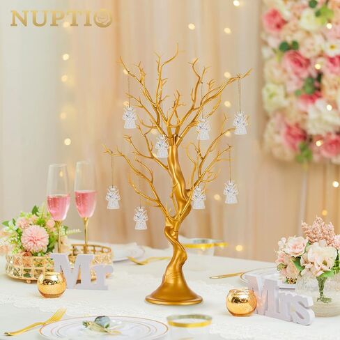 Nuptio Gold Christmas Tree Branch Artificial 22.8 inch Tall Manzanita Tree Centerpiece Wedding Centerpieces for Tables, Decorative Ornament Display Tree Branches for Decoration Weddings (2 Pc) in Kuwait