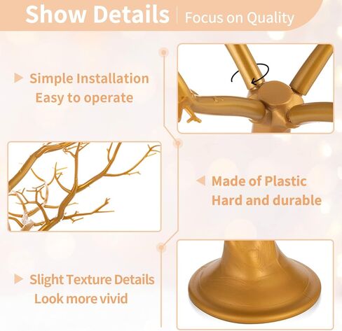 Nuptio Gold Christmas Tree Branch Artificial 22.8 inch Tall Manzanita Tree Centerpiece Wedding Centerpieces for Tables, Decorative Ornament Display Tree Branches for Decoration Weddings (2 Pc) in Kuwait