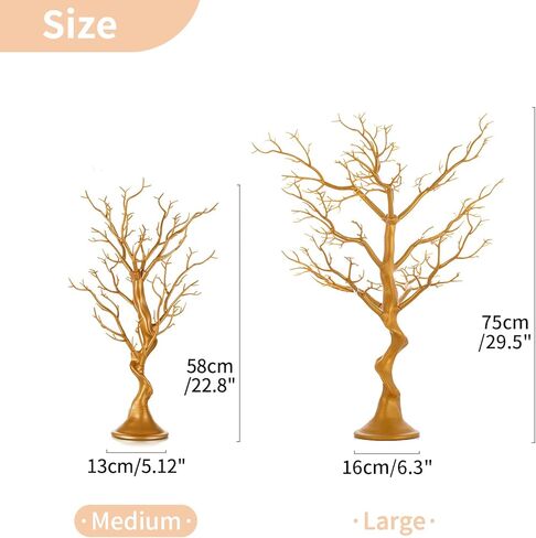 Nuptio Gold Christmas Tree Branch Artificial 22.8 inch Tall Manzanita Tree Centerpiece Wedding Centerpieces for Tables, Decorative Ornament Display Tree Branches for Decoration Weddings (2 Pc) in Kuwait