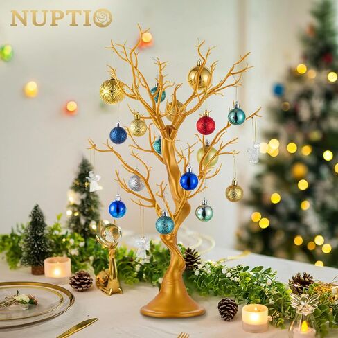 Nuptio Gold Christmas Tree Branch Artificial 22.8 inch Tall Manzanita Tree Centerpiece Wedding Centerpieces for Tables, Decorative Ornament Display Tree Branches for Decoration Weddings (2 Pc) in Kuwait