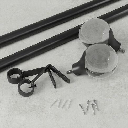Umbra Orba Modern 1 Curtain Rod, Includes 2 Matching Finials, Brackets & Hardware, 36 to 72-Inch, Matte Black in Saudi Arabia