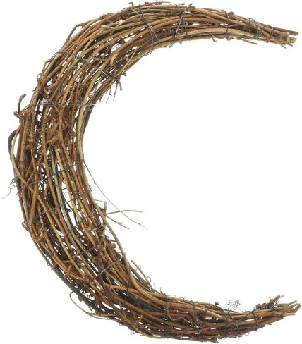 HOMSFOU DIY Wreath Frame Moon Shape Grapevine Wreath Rings Vine Branch Wreath Christmas Rattan Wreath Garland Decoration for DIY Craft Holiday Wedding Party Decor 30cm in Saudi Arabia