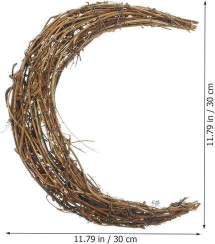 HOMSFOU DIY Wreath Frame Moon Shape Grapevine Wreath Rings Vine Branch Wreath Christmas Rattan Wreath Garland Decoration for DIY Craft Holiday Wedding Party Decor 30cm in Saudi Arabia