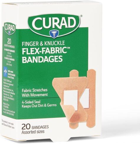 CURAD Flex-Fabric Finger and Knuckle Bandages, Assorted Sizes, 20 Count in Saudi Arabia