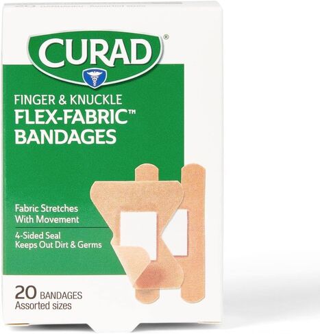 CURAD Flex-Fabric Finger and Knuckle Bandages, Assorted Sizes, 20 Count in Saudi Arabia