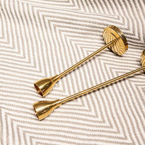 GiveU Gold Taper 2 Pack Wedding & Dinning Table Centerpieces Decorative Brass Candlestick Holder, Metal Candelabra,Fits 3/4 inch Thick Led Candles,6 & 8inches Height, 6&8' in Kuwait