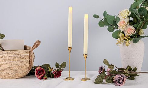 GiveU Gold Taper 2 Pack Wedding & Dinning Table Centerpieces Decorative Brass Candlestick Holder, Metal Candelabra,Fits 3/4 inch Thick Led Candles,6 & 8inches Height, 6&8' in Kuwait