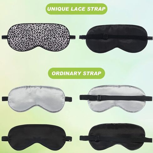 3 Pcs Silk Sleep Mask Eye Cover Night Blindfold Adjustable Strap Satin Eye Mask for Sleeping Black Grey Pink Leopard Print Sleep Masks for Women Soft Imitation Silk Eye Shade Cover Mask in Saudi Arabia