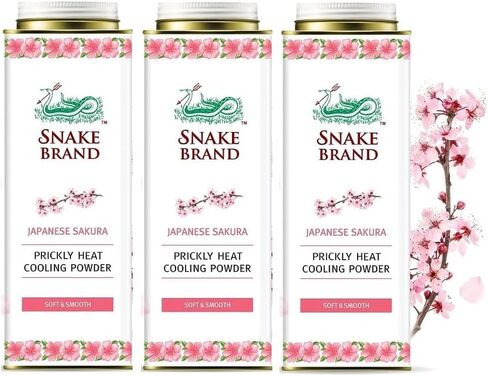 مسحوق مضاد للحكة مبرد بالحرارة من ماركة سنيك يخفف من طفح الحرارة الدخنية، مضاد للتهيج، رائحة ساكورا ناعمة وناعمة، 9.9 أونصة (280 جم) 3 عبوات in Kuwait