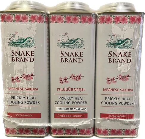 مسحوق مضاد للحكة مبرد بالحرارة من ماركة سنيك يخفف من طفح الحرارة الدخنية، مضاد للتهيج، رائحة ساكورا ناعمة وناعمة، 9.9 أونصة (280 جم) 3 عبوات in Kuwait