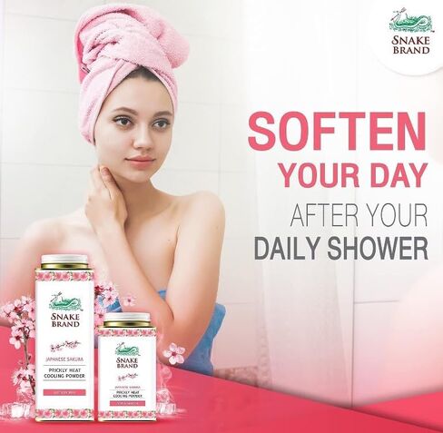 مسحوق مضاد للحكة مبرد بالحرارة من ماركة سنيك يخفف من طفح الحرارة الدخنية، مضاد للتهيج، رائحة ساكورا ناعمة وناعمة، 9.9 أونصة (280 جم) 3 عبوات in Kuwait