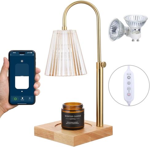 EnergyCell Smart Warm Candle Lamp, APP Remote Use, Height Adjustable Candle Burner Lamp with Light Timer and 2 Bulbs, Candle Gift Set for Women, Men and Mothers in Kuwait