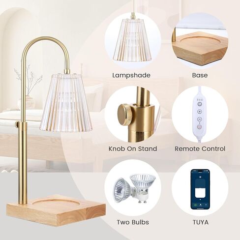 EnergyCell Smart Warm Candle Lamp, APP Remote Use, Height Adjustable Candle Burner Lamp with Light Timer and 2 Bulbs, Candle Gift Set for Women, Men and Mothers in Kuwait