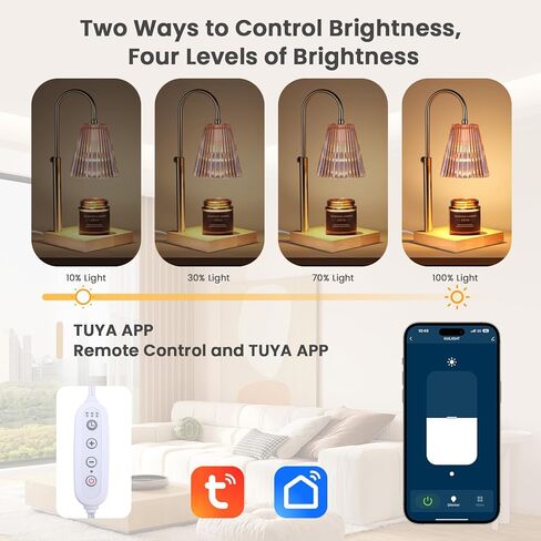 EnergyCell Smart Warm Candle Lamp, APP Remote Use, Height Adjustable Candle Burner Lamp with Light Timer and 2 Bulbs, Candle Gift Set for Women, Men and Mothers in Kuwait