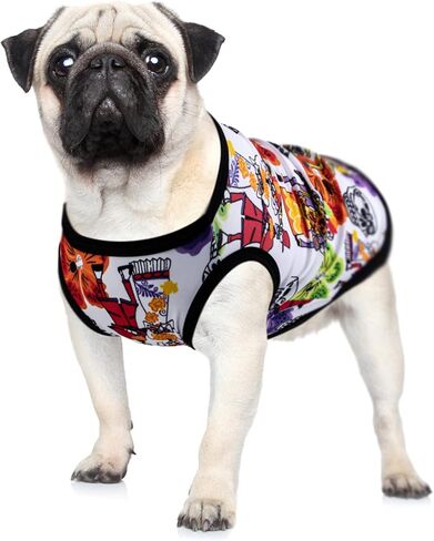 Hozz 2 Pack Dog Cute T Shirts for Small Dogs Durable Polyester Summer Clothes no Shrink Fashion Skull M in Kuwait