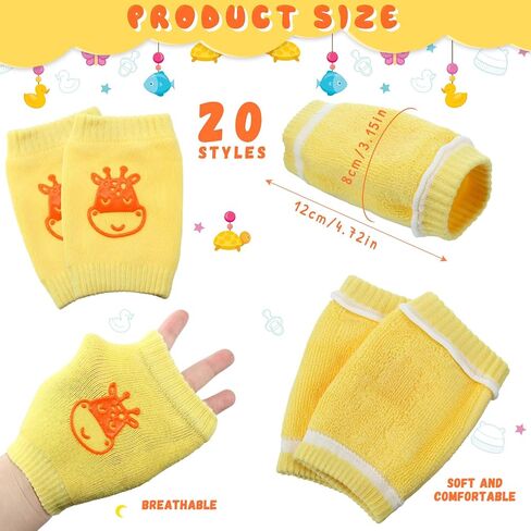 Xtinmee 20 Pairs Baby Crawling Pads Anti Slip Knee Pads Baby Knee Protectors Toddler Leg Warmer Safety Walking Knee pads Toddler Knee Pads Gift Idea for Baby in Saudi Arabia