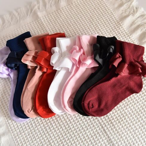 جوارب مكشكشة للفتيات من TWINKLING AT DOWN جوارب مكشكشة من الدانتيل لحديثي الولادة/الرضع/الأطفال الصغار/البنات in Kuwait