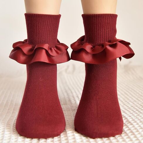 جوارب مكشكشة للفتيات من TWINKLING AT DOWN جوارب مكشكشة من الدانتيل لحديثي الولادة/الرضع/الأطفال الصغار/البنات in Kuwait