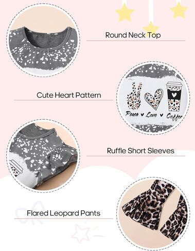 ملابس Tomolant للأطفال الصغار بأكمام قصيرة مكشكشة + سروال جرس سفلي قطعتين ملابس صيفية للفتيات الصغيرات in Kuwait