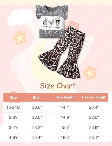 ملابس Tomolant للأطفال الصغار بأكمام قصيرة مكشكشة + سروال جرس سفلي قطعتين ملابس صيفية للفتيات الصغيرات in Kuwait