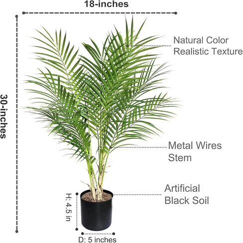 BESAMENATURE 30" Tall Little Artificial Paradise Palm Tree Plant, Fake Tropical Palm Tree for Home Office Decoration, 2 Pack in Kuwait