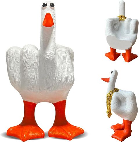 Qoddxx Middle Finger Duck, Funny Little Duck Decor, Middle Finger Duck Resin Craft, Creative Living Room Decor, Art Sculpture Ornament Statues for Home in Kuwait