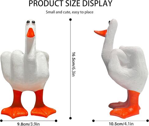 Qoddxx Middle Finger Duck, Funny Little Duck Decor, Middle Finger Duck Resin Craft, Creative Living Room Decor, Art Sculpture Ornament Statues for Home in Kuwait