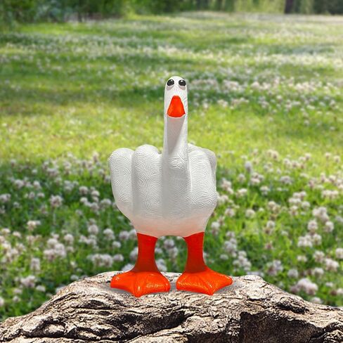 Qoddxx Middle Finger Duck, Funny Little Duck Decor, Middle Finger Duck Resin Craft, Creative Living Room Decor, Art Sculpture Ornament Statues for Home in Kuwait
