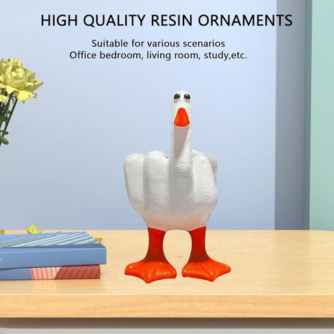 Qoddxx Middle Finger Duck, Funny Little Duck Decor, Middle Finger Duck Resin Craft, Creative Living Room Decor, Art Sculpture Ornament Statues for Home in Kuwait