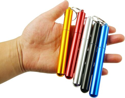 LIGHUFEIC 5 عبوات من حاويات أنابيب معدنية من الألومنيوم، حاوية أنبوب تخزين معدنية مقاومة للماء مقاس 4.25 بوصة مع سلسلة مفاتيح، حقيبة جيب محكمة الإغلاق للسفر وفي الهواء الطلق in Kuwait