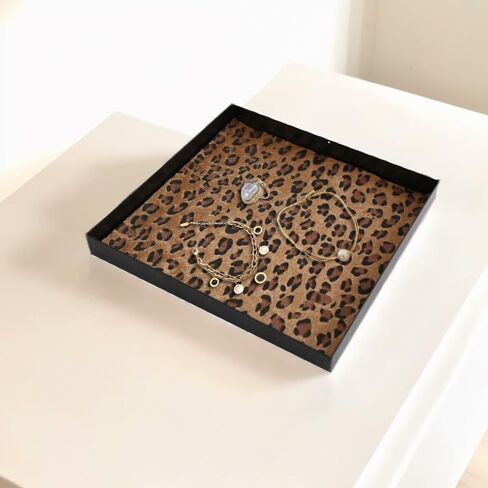 Iron Tray,ISEMRO Black Square Decorative Tray Leopard Coffee Table Tray Decor,Decorative Serving Tray for Coffee Table Living Room Table Farmhouse Kitchen Counter in Kuwait