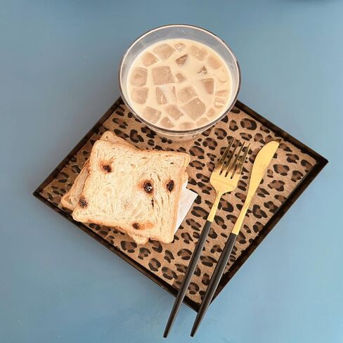 Iron Tray,ISEMRO Black Square Decorative Tray Leopard Coffee Table Tray Decor,Decorative Serving Tray for Coffee Table Living Room Table Farmhouse Kitchen Counter in Kuwait