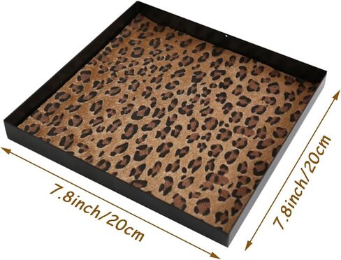 Iron Tray,ISEMRO Black Square Decorative Tray Leopard Coffee Table Tray Decor,Decorative Serving Tray for Coffee Table Living Room Table Farmhouse Kitchen Counter in Kuwait