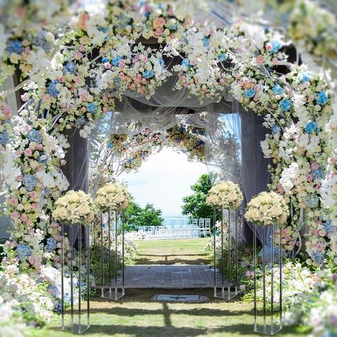 Algasan Acrylic decorative flower stand for Centerpieces Wedding Tabletop Geometric Centerpiece Stand-Floor Column Display Stand for Wedding Ceremony Party Reception Decoration (39.37in TALL 4PCS) in Saudi Arabia