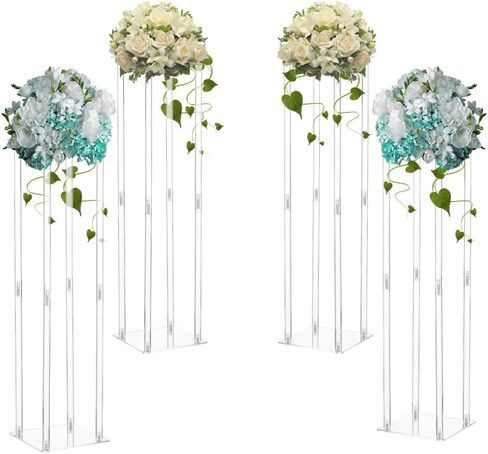Algasan Acrylic decorative flower stand for Centerpieces Wedding Tabletop Geometric Centerpiece Stand-Floor Column Display Stand for Wedding Ceremony Party Reception Decoration (39.37in TALL 4PCS) in Saudi Arabia