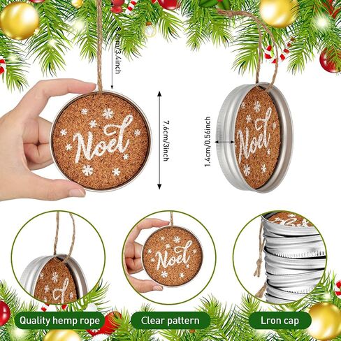 12 Pieces Christmas Mason Canning Jar Lid Tree Decorations Farmhouse Christmas Ornament Galvanized Rustic Hanging Decoration Jar Lid XmasTree Decor for Christmas Decoration with Peace Joy Noel Believe in Saudi Arabia