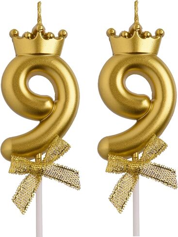 99th Birthday Candles, Gold 99 Year Old Number Birthday Candles, Happy Birthday Party Decorations Cake Topper Gifts for Men Women in Kuwait