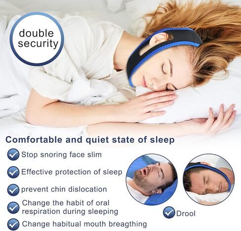 حزام الذقن المضاد للشخير - حل فعال للشخير 4 أحجام فتحات الأنف للشخير - إيقاف الشخير قابل للتعديل للرجال والنساء - جهاز تقليل الشخير in Kuwait