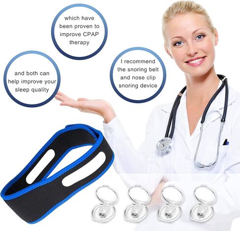 حزام الذقن المضاد للشخير - حل فعال للشخير 4 أحجام فتحات الأنف للشخير - إيقاف الشخير قابل للتعديل للرجال والنساء - جهاز تقليل الشخير in Kuwait