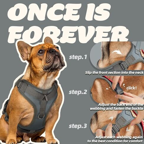 PETAGE Tactical Dog Harness for Small Medium Large Dogs No Pull Adjustable Soft Padded Dog Vest Reflective No-Choke Pet Oxford Vest with Easy Control Pet Vest Military Service Dog Harnesses( Grey XL) in Kuwait